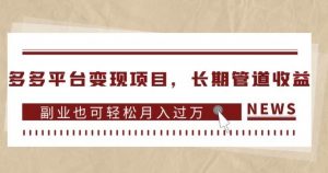 多多平台变现项目,长期管道收益,副业也可轻松月入过万-风淘社