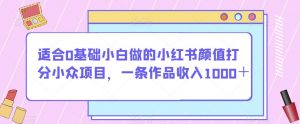 适合0基础小白做的小红书颜值打分小众项目，一条作品收入1000＋【揭秘】-风淘社