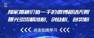 独家揭秘价值一千的微博超话无限曝光引流精准粉，创业粉，各类粉-风淘社