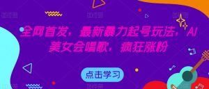 全网首发,最新暴力起号玩法,AI美女会唱歌,疯狂涨粉【揭秘】-风淘社