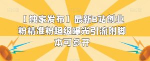 【独家发布】最新B站创业粉精准粉超级曝光引流附脚本可多开【揭秘】-风淘社