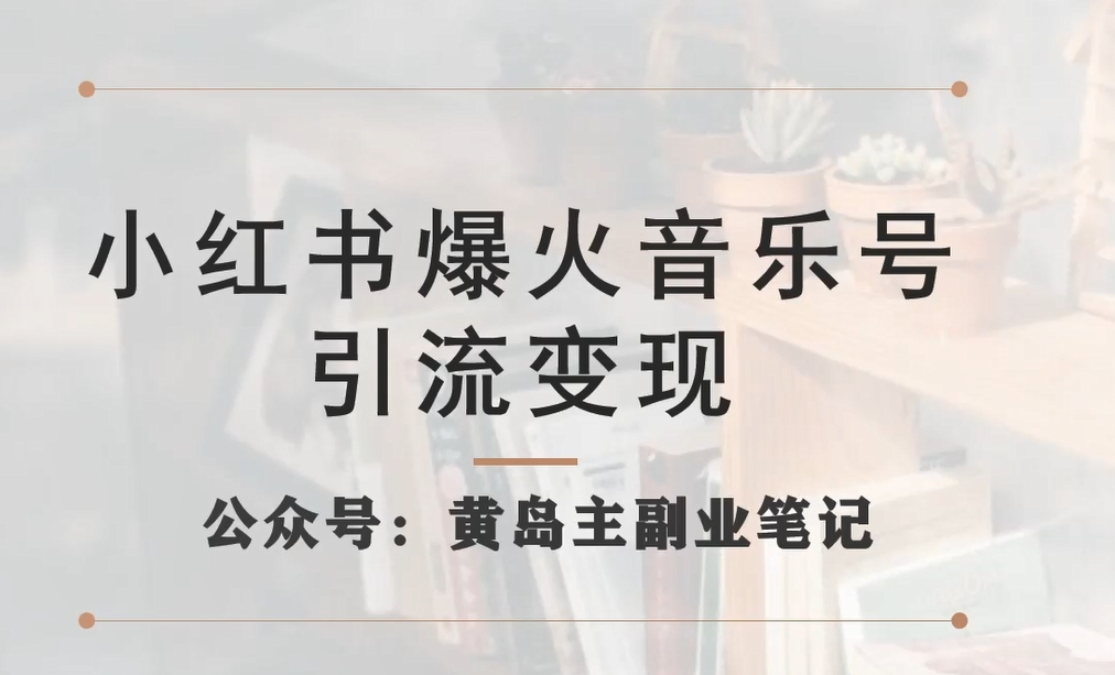 小红书爆火音乐号引流变现项目，视频版一条龙实操玩法分享给你-风淘社