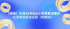 【揭秘】价值3k的QQ小世界截流曝光引流精准粉创业粉(附脚本)-风淘社