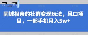 同城相亲的社群变现玩法，风口项目，一部手机月入5w+【揭秘】-风淘社