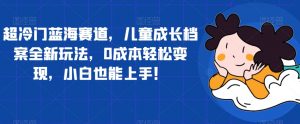 超冷门蓝海赛道，儿童成长档案全新玩法，0成本轻松变现，小白也能上手【揭秘】-风淘社