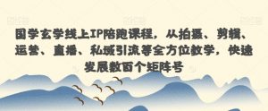 国学玄学线上IP陪跑课程，从拍摄、剪辑、运营、直播、私域引流等全方位教学，快速发展数百个矩阵号-风淘社