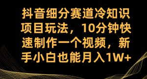抖音细分赛道冷知识项目玩法,10分钟快速制作一个视频,新手小白也能月入1W+【揭秘】-风淘社
