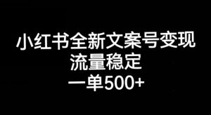 小红书全新文案号变现，流量稳定，一单收入500+-风淘社