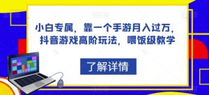 小白专属,靠一个手游月入过万,抖音游戏高阶玩法,喂饭级教学-风淘社