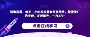 蓝海赛道,每天一小时发发美女写真图片,就能接广告变现,正规阳光,一月2万+【揭秘】-风淘社