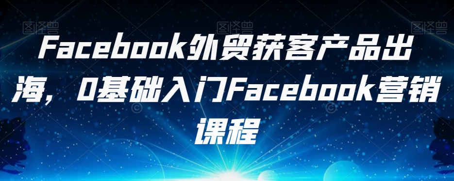 Facebook外贸获客产品出海,0基础入门Facebook营销课程-风淘社