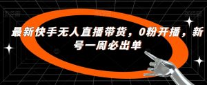 最新快手无人直播带货,0粉开播,新号一周必出单-风淘社