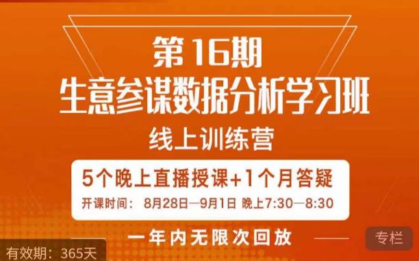 宁静·生意参谋数据分析学习班,解决商家4大痛点,学会分析数据,打造爆款!-风淘社