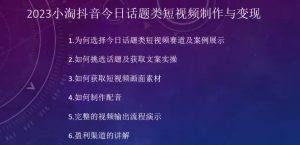 2023小淘抖音今日话题类短视频制作与变现，人人都能操作的短视频项目-风淘社