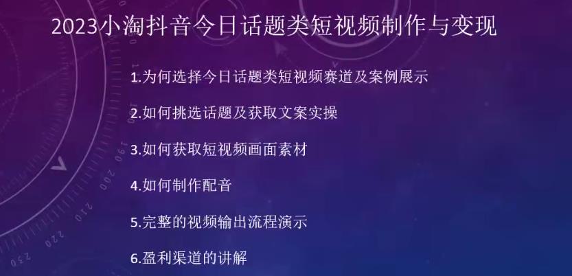 2023小淘抖音今日话题类短视频制作与变现,人人都能操作的短视频项目-风淘社