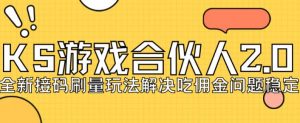 快手游戏合伙人最新刷量2.0玩法解决吃佣问题稳定跑一天150-200接码无限操作-风淘社