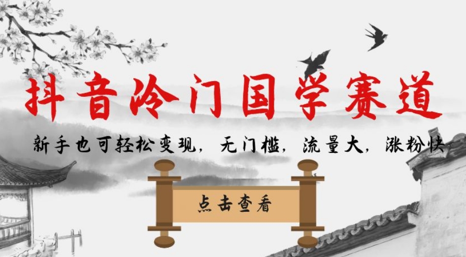 抖音冷门国学赛道,新手也可轻松变现,无门槛,流量大,涨粉快-风淘社