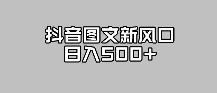 抖音图文最新风口,流量扶持非常高,日入500+【揭秘】-风淘社