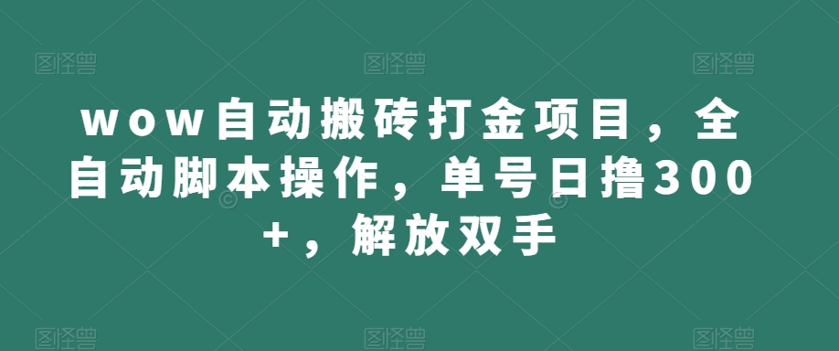 wow自动搬砖打金项目,全自动脚本操作,单号日撸300+,解放双手【揭秘】-风淘社