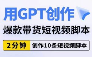 用GPT创作爆款带货短视频脚本,2分钟创作10条短视频脚本-风淘社
