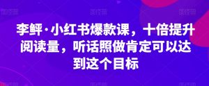 李鲆·小红书爆款课,十倍提升阅读量,听话照做肯定可以达到这个目标-风淘社