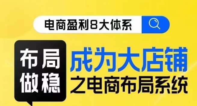 八大体系布局篇·布局做稳,成为大店的电商布局线上课-风淘社