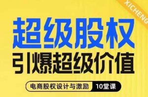 超级股权引爆超级价值,电商股权设计与激励10堂线上课-风淘社