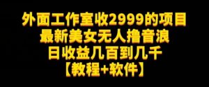 外面工作室收2999的项目最新美女无人撸音浪日收益几百到几千【教程+软件】(仅揭秘)-风淘社