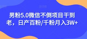 男粉5.0微信不倒项目干到老,日产百粉/千粉月入3W+【揭秘】-风淘社