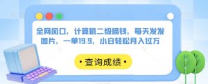全网风口，计算机二级搞钱，每天发发图片，一单19.9，小白轻松月入过万【揭秘】-风淘社