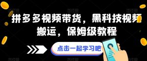 拼多多视频带货,黑科技视频搬运,保姆级教程-风淘社