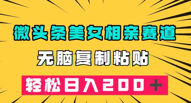 微头条冷门美女相亲赛道，无脑复制粘贴，轻松日入200＋【揭秘】-风淘社