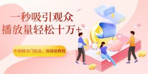 中视频冷门玩法，一秒吸引观众，播放量轻松十万+，保姆级教程【揭秘】-风淘社