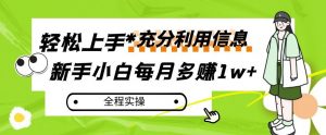 每月多赚1w+，新手小白如何充分利用信息赚钱，全程实操！【揭秘】-风淘社