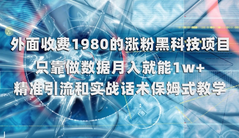 外面收费1980的涨粉黑科技项目,只靠做数据月入就能1w+【揭秘】-风淘社