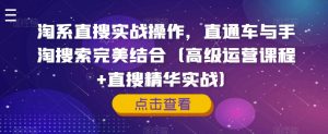 淘系直搜实战操作,直通车与手淘搜索完美结合(高级运营课程+直搜精华实战)-风淘社