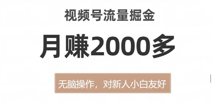 视频号流量掘金，无脑操作，对新人小白友好，月赚2000多【揭秘】-风淘社