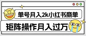 外面收费1980的小红书商单保姆级教程,单号月入2k,矩阵操作轻松月入过万-风淘社