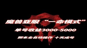 魔兽亚服一命模式,10天成号-单号3千-5千,脚本全自动操作,保姆级教学【揭秘】-风淘社