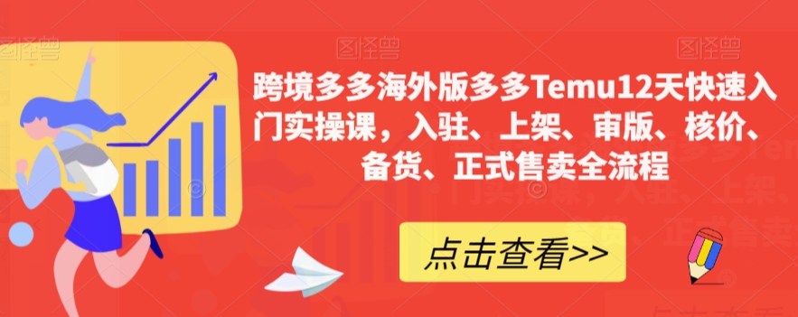 跨境多多海外版多多Temu12天快速入门实操课,入驻、上架、审版、核价、备货、正式售卖全流程-风淘社