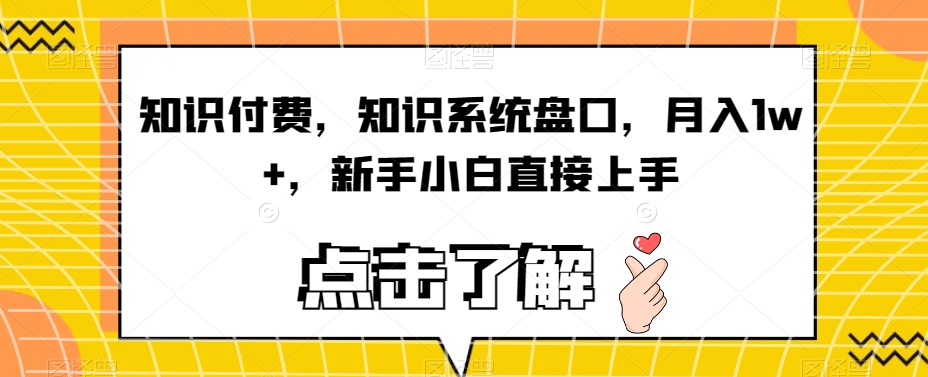 知识付费,知识系统盘口,月入1w+,新手小白直接上手-风淘社