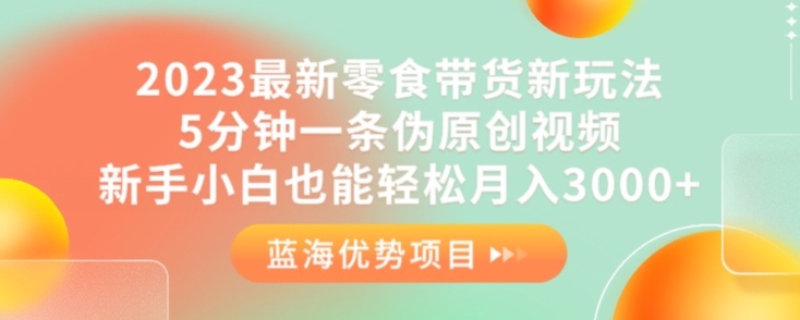2023最新零食带货新玩法，5分钟一条伪原创视频，新手小白也能轻松月入3000+【揭秘】-风淘社