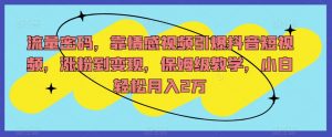 流量密码，靠情感视频引爆抖音短视频，涨粉到变现，保姆级教学，小白轻松月入2万【揭秘】-风淘社