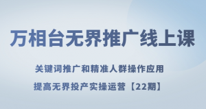 万相台无界推广线上课关键词推广和精准人群操作应用，提高无界投产实操运营【22期】-风淘社