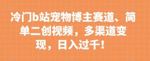 冷门b站宠物博主赛道，简单二创视频，多渠道变现，日入过千！【揭秘】-风淘社