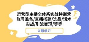 运营型主播全体系实战特训营,账号准备/直播搭建/选品/话术实战/引流变现/等等-风淘社