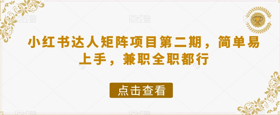 小红书达人矩阵项目第二期,简单易上手,兼职全职都行-风淘社