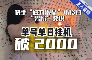 【日入破2000】快手无人直播不进人？“磁力聚星”没收益？不会卡屏、卡同城流量？最新课程会通通解决！-风淘社
