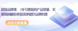 超级品牌课,3步引爆你的产品销量,实现利润翻倍教你落地做好品牌的课-风淘社