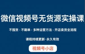 微信视频号小店无货源实操课程，​不囤货·不刷单·多种运营方法·开店卖货全流程-风淘社